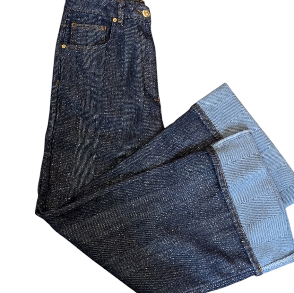 Farm Rio Denim Shine High Waist Cuffed Wide Leg Jeans...Size 28 - Picture 6 of 13